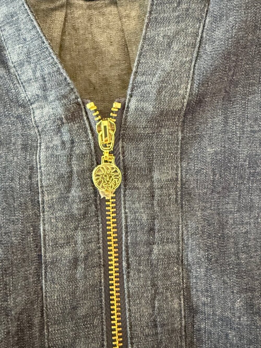 Anne Klein Lightweight Denim Gold Zipper  Shift Dress  Sz 6 - Picture 3 of 11